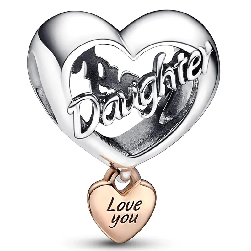 

Original Moments Love Your Daughter Heart Bead Charm Fit Pandora 925 Sterling Silver Women Bracelet Bangle Diy Jewelry