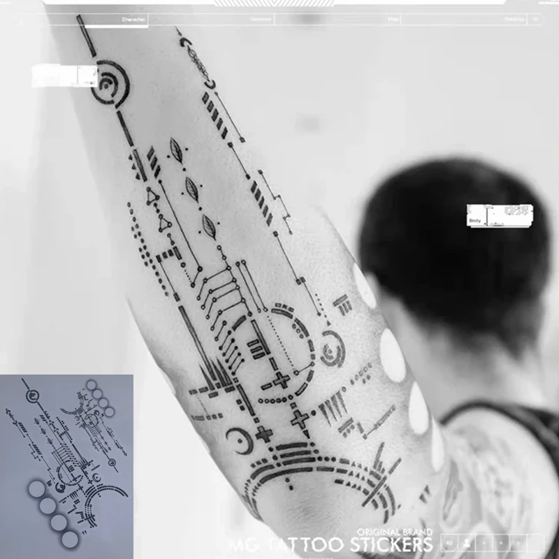 Arm Circuit Board Punk Temporary Tattoo Sticker for Men Waterproof Tatouages Et Art Corporel Fake Tattoo Male Cool Black Adesivi
Arm Circuit Board Punk Temporary Tattoo Sticker for Men Waterproof Tatouages Et Art Corporel Fake Tattoo Male Cool Black Adesivi