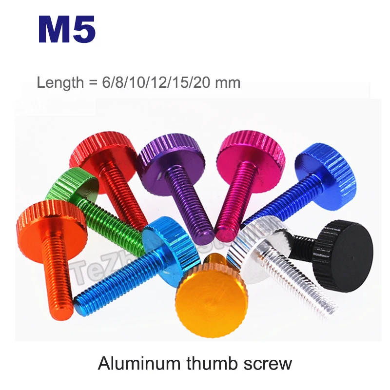 2/10pcs M5 Aluminum Thumb Screw Flat Cylindrical Head Hand Tighten Bolt DIY Computer Case Length 6 8 10 15 20mm Anodizing
2/10pcs M5 Aluminum Thumb Screw Flat Cylindrical Head Hand Tighten Bolt DIY Computer Case Length 6 8 10 15 20mm Anodizing
