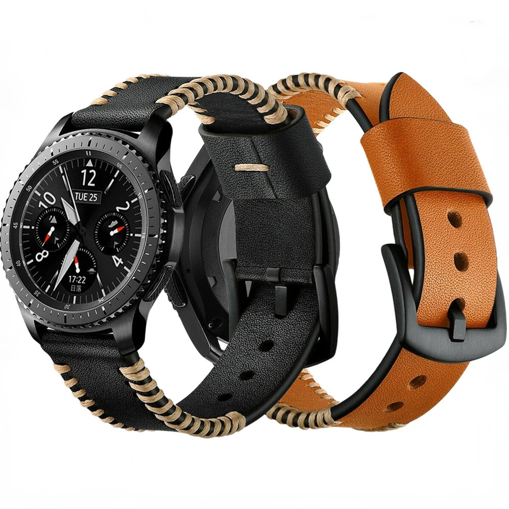 

22mm Leather Strap for Samsung Watch 46mm/Gear S3 Classic/Frontier Huawei Watch GT2 Bracelet Wristband for Amazfit GTR 47mm Band