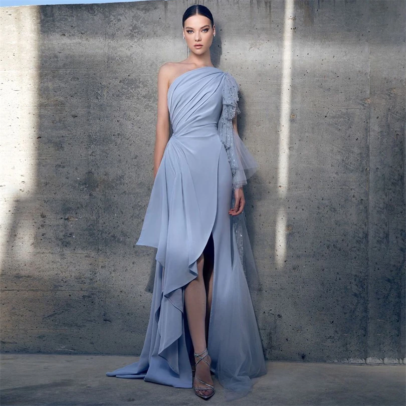 Middle East High/Low Formal Evening Dresses One Shoulder Ruffles Slit Glitter Prom Dress Backless Luxury Occasional Party Gowns
Middle East High/Low Formal Evening Dresses One Shoulder Ruffles Slit Glitter Prom Dress Backless Luxury Occasional Party Gowns