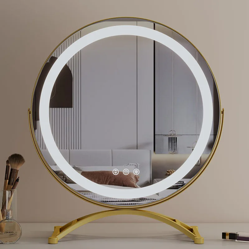 

Vanity Mirror makeup mirror with led light luxury Round Tabletop/Desk Mirror with 3 Color Dimmable Lighting Modes Birthday Gift