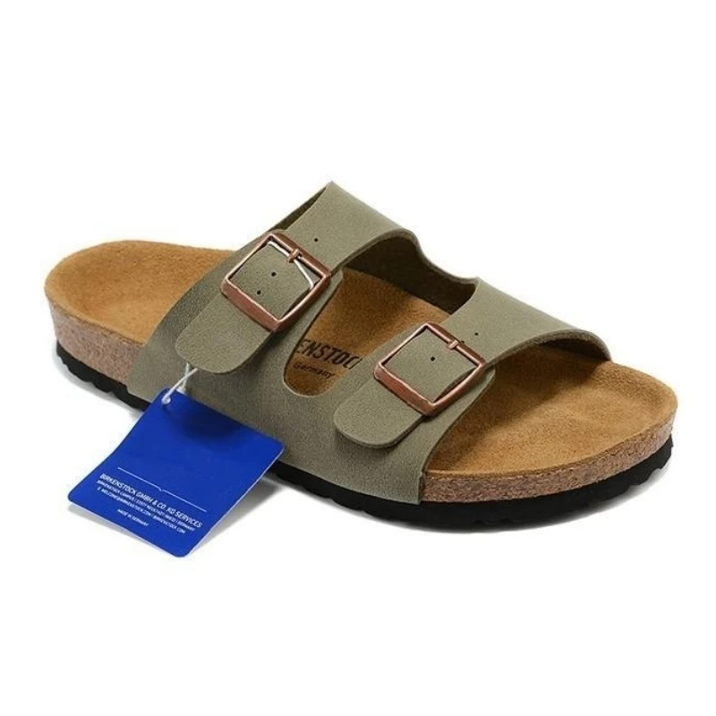 

Summer woman Birken Men Sandal stock Arizona Sandals Flats Cork Slippers Casual Shoes Fashion Leather Buckle Beach Slides