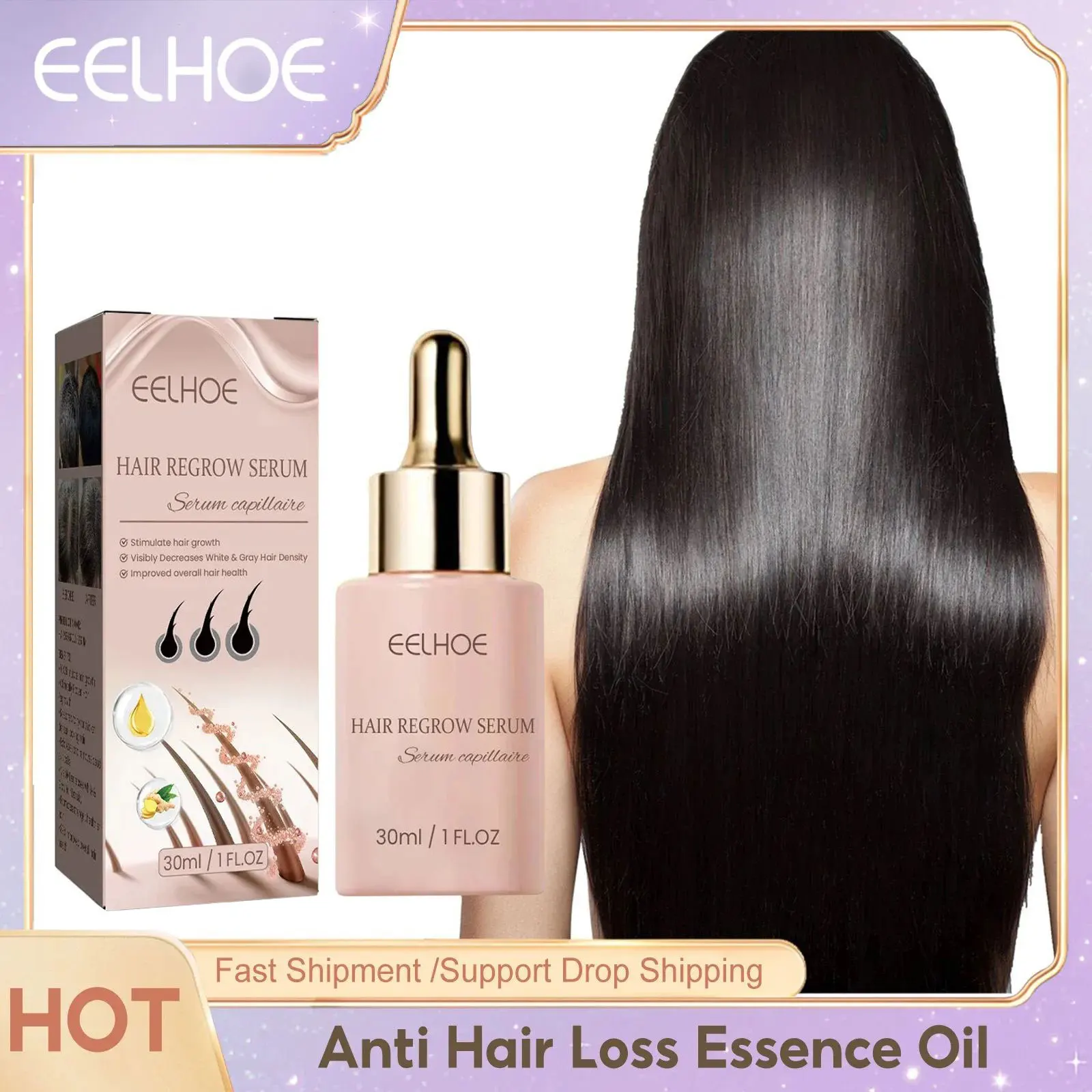 

Hair Fast Growth Serum Treatment Hair Thinning Anti Hair Loss Prevent Baldness Scalp Cure Nourish Strong Hair Roots Essence Oil