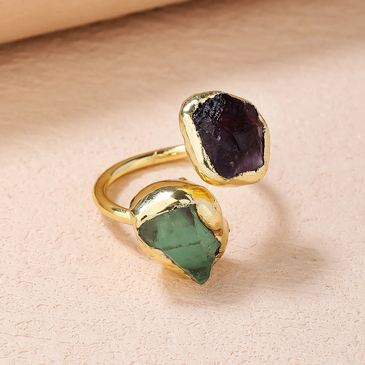 Healing Stone Amethyst Green Crystal Open Ring Natural Gemstone Adjustable Size Handmade Jewelry for Women Girls
Healing Stone Amethyst Green Crystal Open Ring Natural Gemstone Adjustable Size Handmade Jewelry for Women Girls