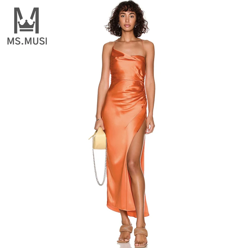 MSMUSI 2022 New Fashion Women Sexy Strap Halter Sleeveless Draped Backless Bodycon Slit Midi Party Club Satin Maxi Dress Vestido
MSMUSI 2022 New Fashion Women Sexy Strap Halter Sleeveless Draped Backless Bodycon Slit Midi Party Club Satin Maxi Dress Vestido