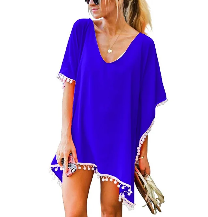 Spring Summer Seaside Holiday Beach Blouse Casual Breathable Solid Color Chiffon Fringed Women Beach Skirt Blouse Blue
Spring Summer Seaside Holiday Beach Blouse Casual Breathable Solid Color Chiffon Fringed Women Beach Skirt Blouse Blue