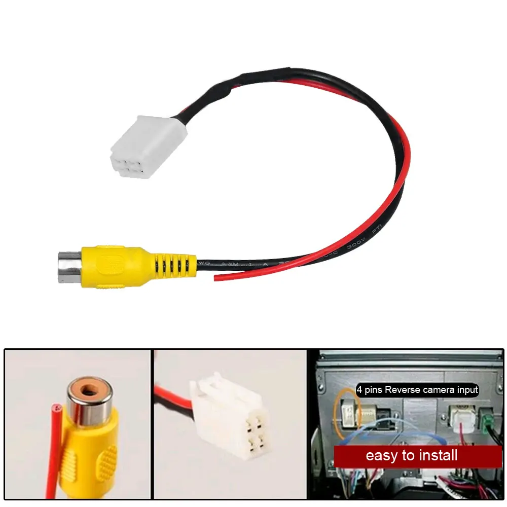 

1Pc 4 Pin Male Connector Radio Back Up Reverse Camera RCA Input Plug Cable Adapter Car Electronics Accessories for Toyota