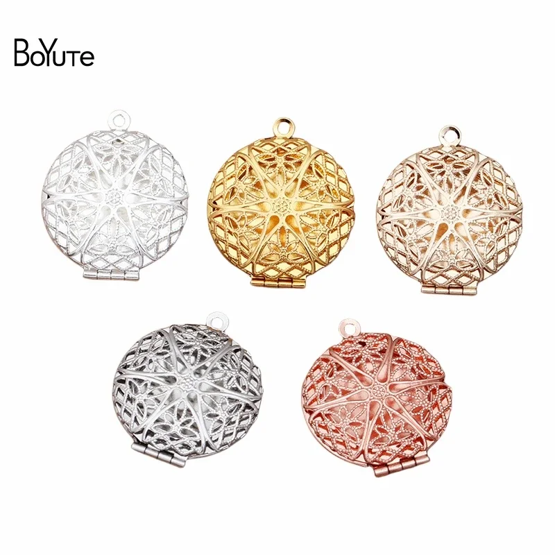 

BoYuTe (10 Pieces/Lot) 20-27MM Filigree Locket Round Photo Locket Pendant Metal Brass Vintage Jewelry Pendant