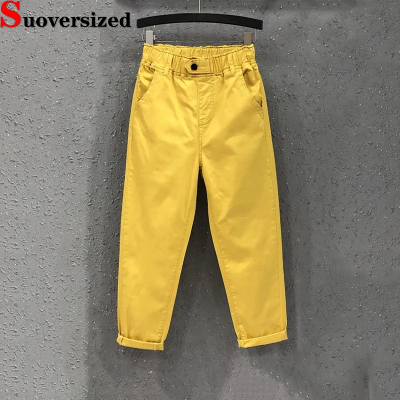 Casual Ankle-length 89cm Harem Pants For Women Baggy Korean Pantalones Elastic High Waist Spodnie Solid Basic Straight Trousers 
Casual Ankle-length 89cm Harem Pants For Women Baggy Korean Pantalones Elastic High Waist Spodnie Solid Basic Straight Trousers