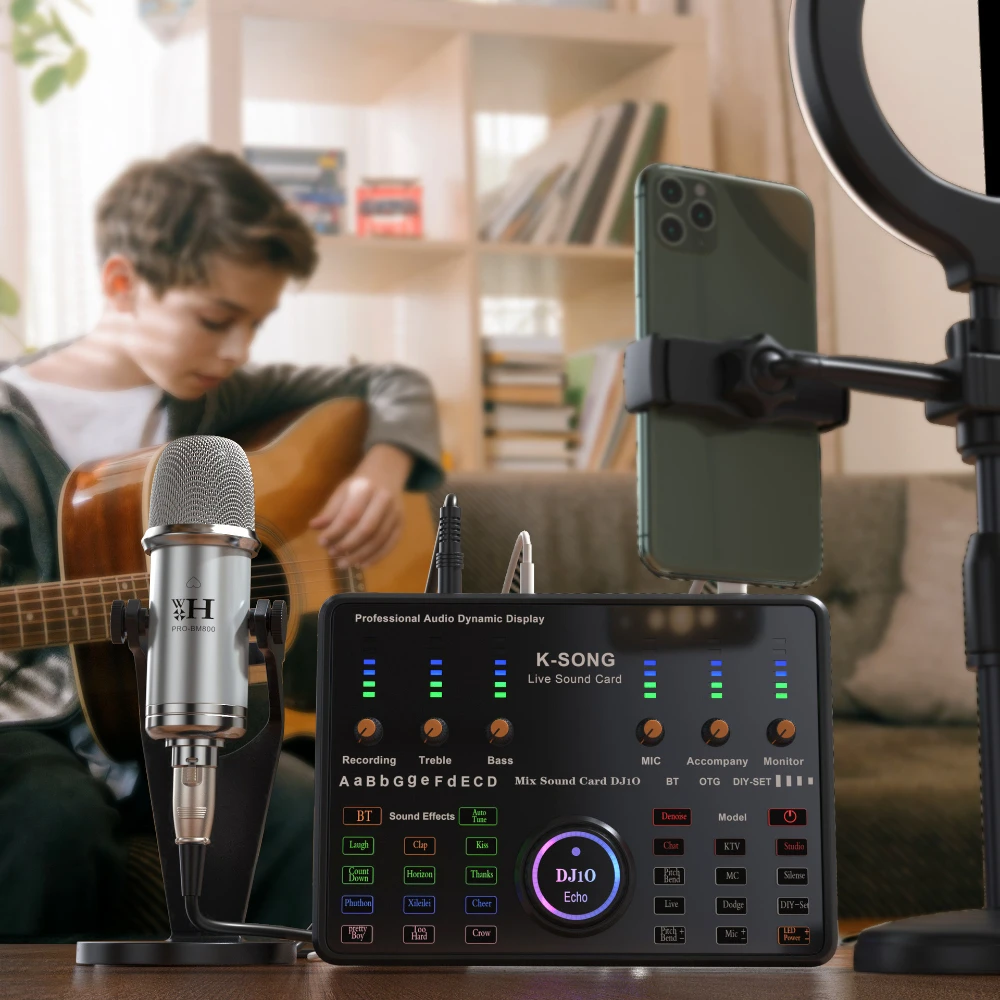 Professional Audio DJ 10 Sound Card Set Pro-BM800 Mic Studio Condenser Microphone for Karaoke Podcast Recording Live Streaming Professional Audio DJ 10 Sound Card Set Pro-BM800 Mic Studio Condenser Microphone for Karaoke Podcast Recording Live Streaming