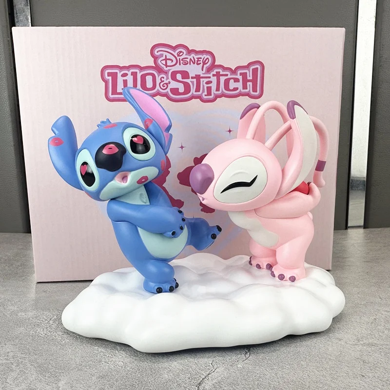 

Disney Stitch Lovers Model Doll Angel Kissing Stitch Statue Desktop Display Figurines Ornaments Valentine's Day Gifts Toy