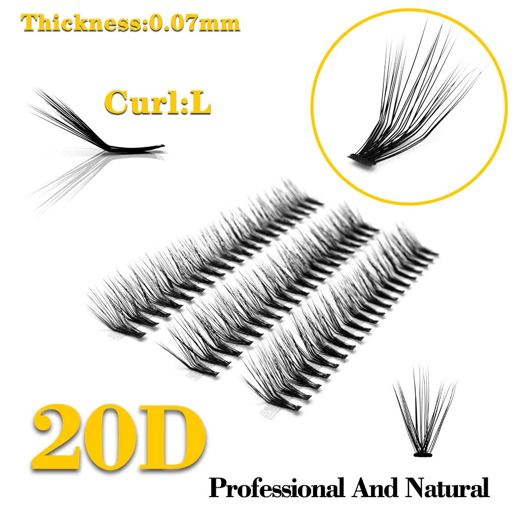 

20P “L” Kimcci 60 Bundles Mink Eyelash Extension Natural Russian Volume Faux Eyelashes Individual Cluster Lashes Makeup Cilia