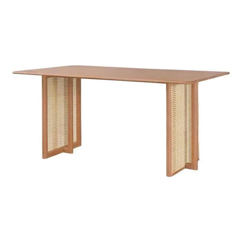 

Обеденный стол и стул из массива дерева, минималистичный маленький прямоугольный плетеный стол из ротанга для дома и ресторана