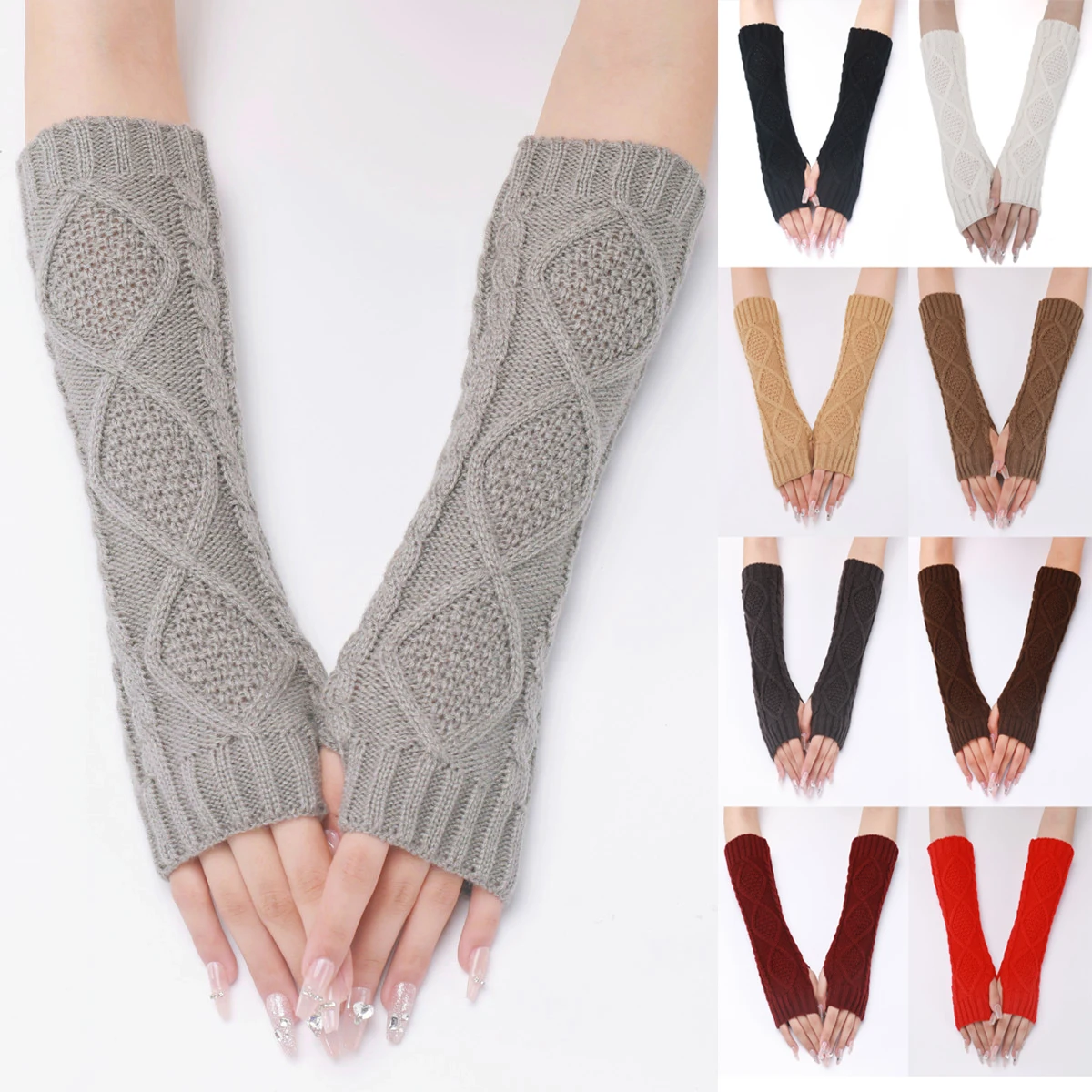 Trendy Jacquard Diamond Pattern Warm Half-finger Gloves Women's Mid-length False Sleeves Fingerless Knitting Mittens
Trendy Jacquard Diamond Pattern Warm Half-finger Gloves Women's Mid-length False Sleeves Fingerless Knitting Mittens