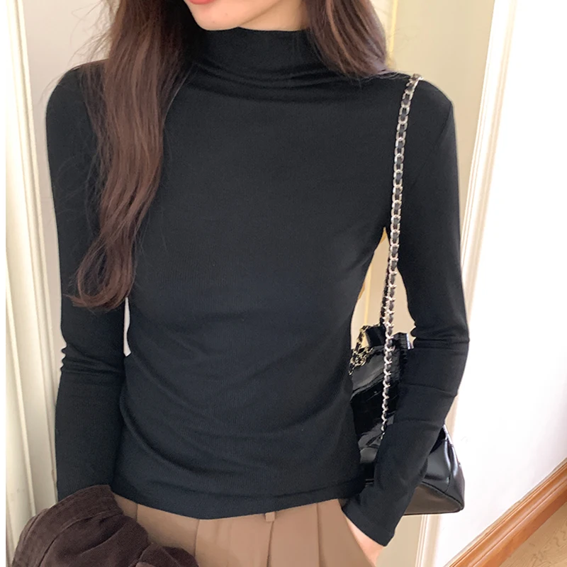 Half High Collar Bottoming T Shirt for Women 2023 Autumn Casual Tee Shirt Femme Korean Long Sleeve Solid Tshirts Slim Top Female
Half High Collar Bottoming T Shirt for Women 2023 Autumn Casual Tee Shirt Femme Korean Long Sleeve Solid Tshirts Slim Top Female