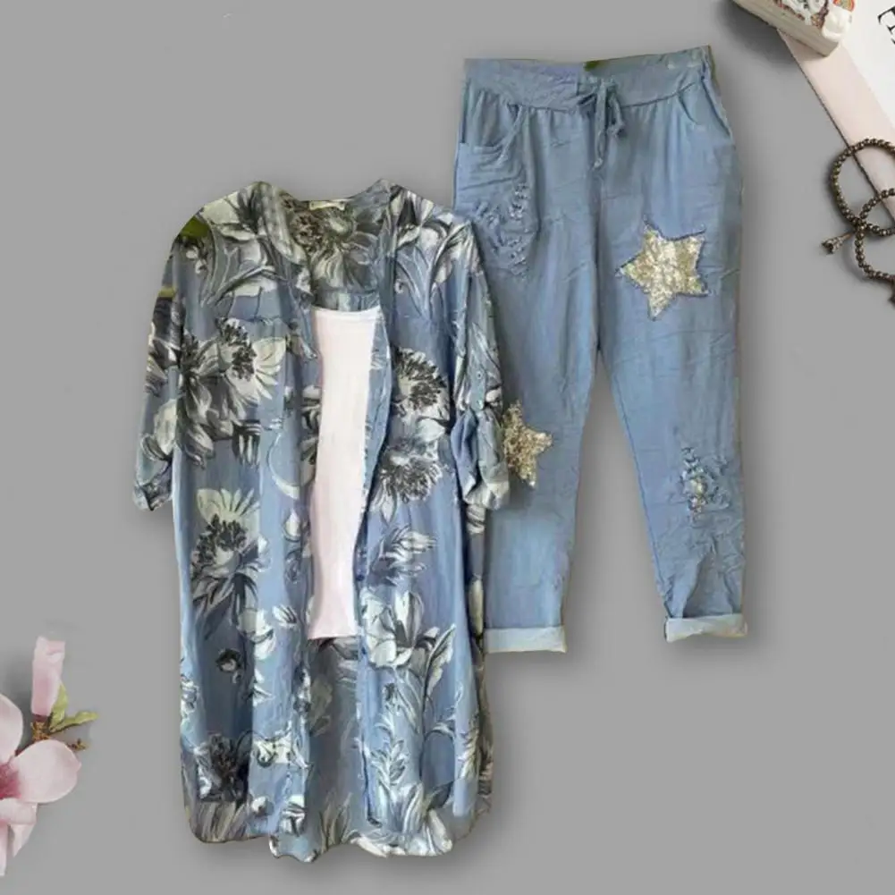 Stylish Women Shirt Pants Set Ninth Pants Lady Shirt Trousers Set Wide Leg Loose Type Autumn Top Trousers Set Casual
Stylish Women Shirt Pants Set Ninth Pants Lady Shirt Trousers Set Wide Leg Loose Type Autumn Top Trousers Set Casual
