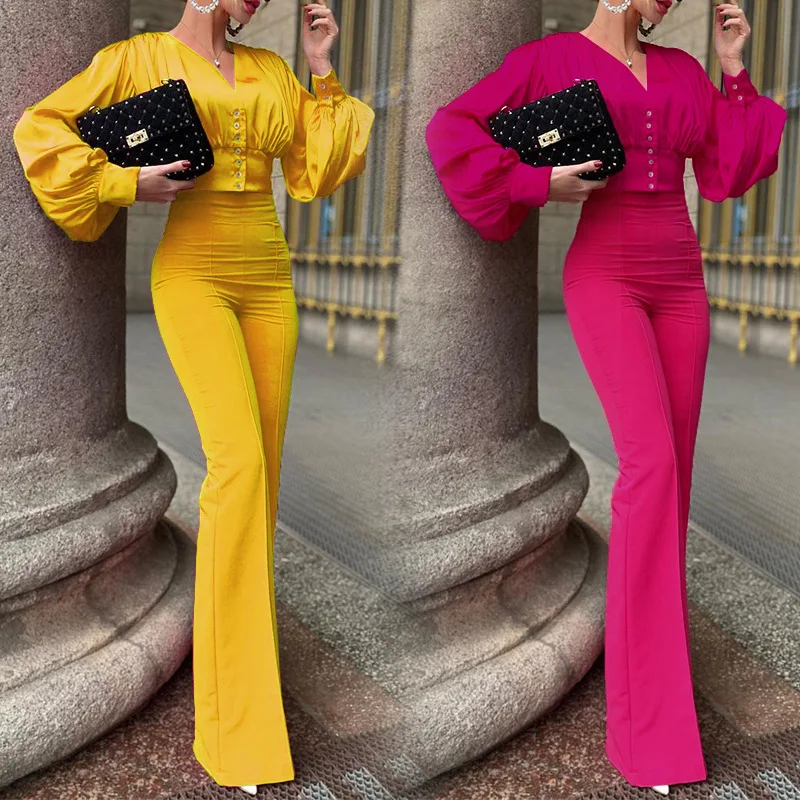 New Women's 2024 New Fashion Short Shirt Slim Fit High Waist Flare Pants Two Piece Set
New Women's 2024 New Fashion Short Shirt Slim Fit High Waist Flare Pants Two Piece Set
