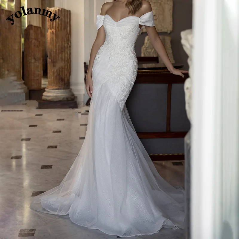 YOLANMY Simple Mermaid Wedding Dress For Woman Boat Neck Appliques Bow Chapel Train Backless Valentine's Day Made To Order
YOLANMY Simple Mermaid Wedding Dress For Woman Boat Neck Appliques Bow Chapel Train Backless Valentine's Day Made To Order