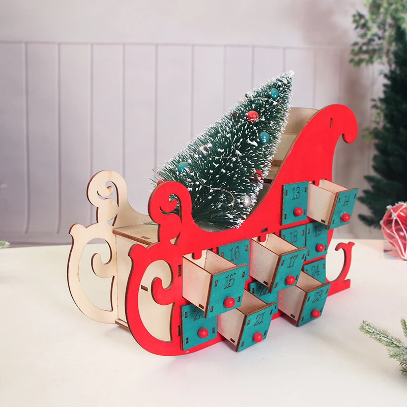 

Рождественское украшение, деревянное светящееся украшение с 24 ящиками и светодиодной подсветкой