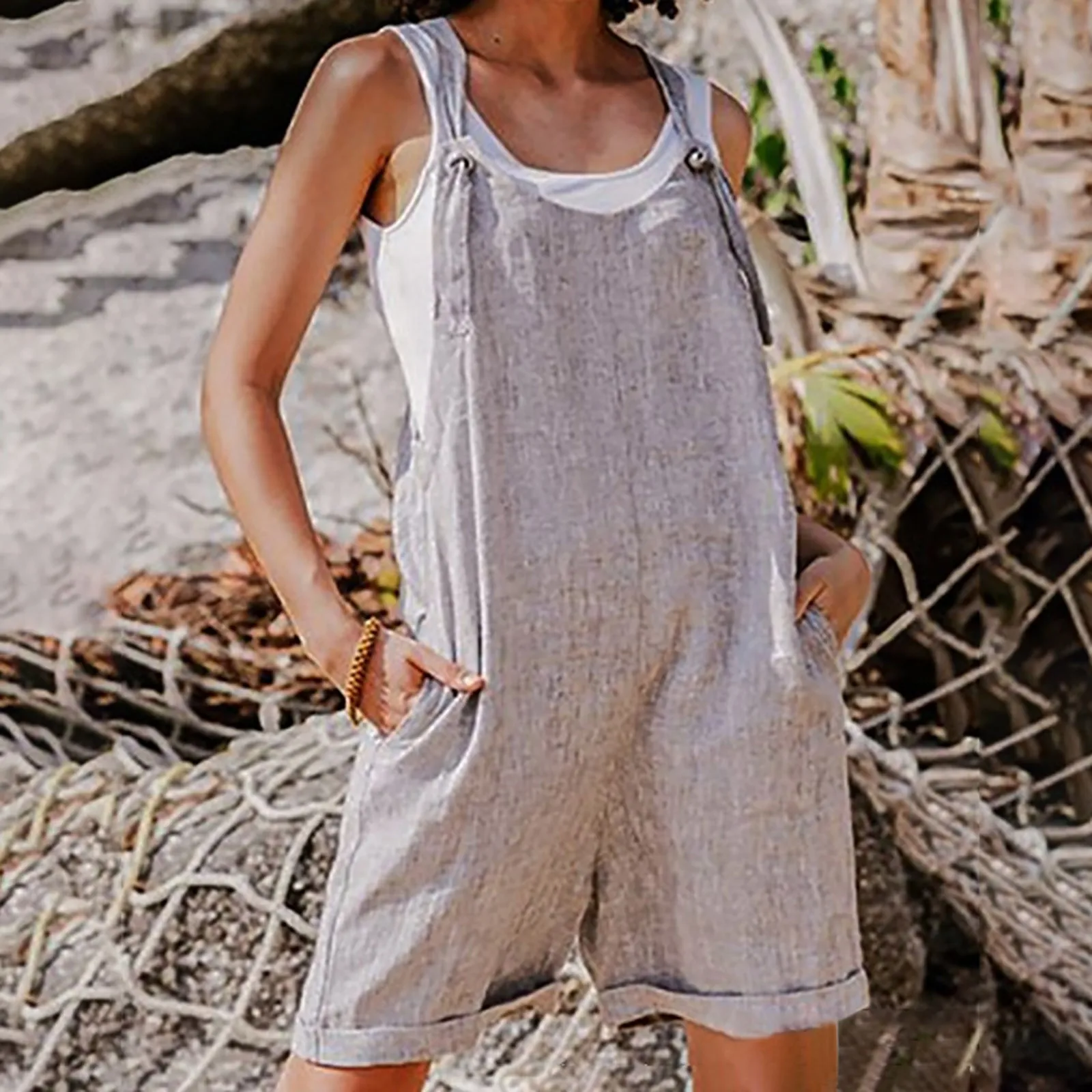 Imitation Cotton And Linen Beach Jumpsuit Shorts Women'S Solid Color Casual Pocket Decor Overall Outwear Jumpsuits For Women
Imitation Cotton And Linen Beach Jumpsuit Shorts Women'S Solid Color Casual Pocket Decor Overall Outwear Jumpsuits For Women