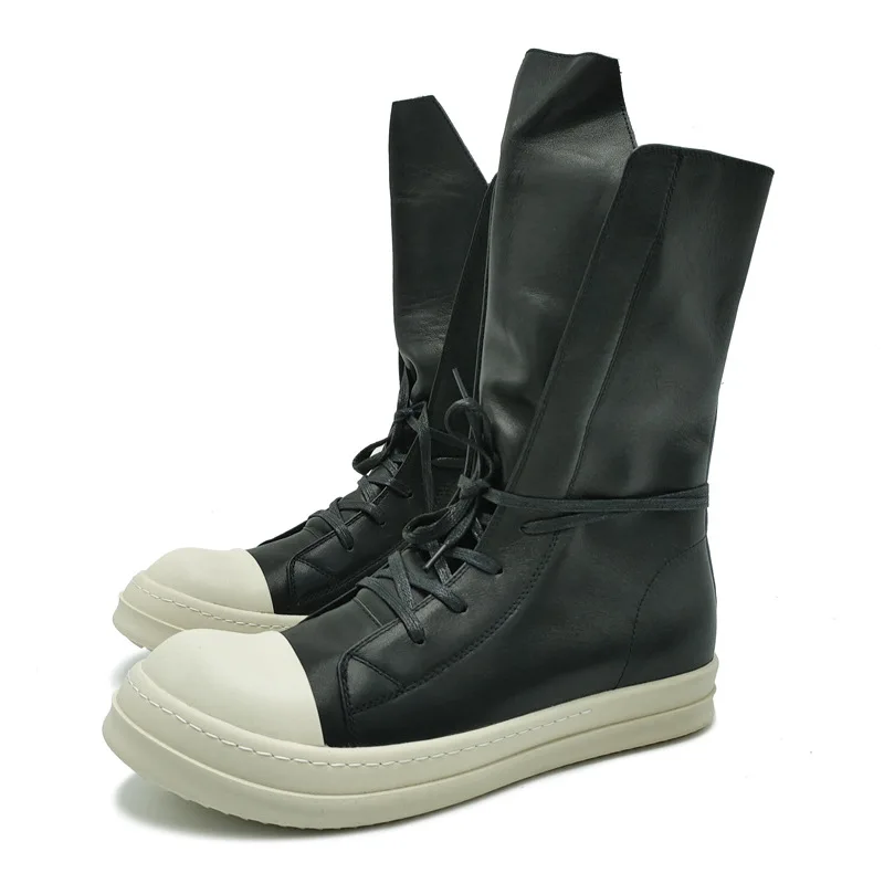 Fashion Casual Trend Quad Sole Calf Length Boots Women Men Strobe Genuine Leather Knight Riding Boots Motorcycle Couple Shoes
Fashion Casual Trend Quad Sole Calf Length Boots Women Men Strobe Genuine Leather Knight Riding Boots Motorcycle Couple Shoes