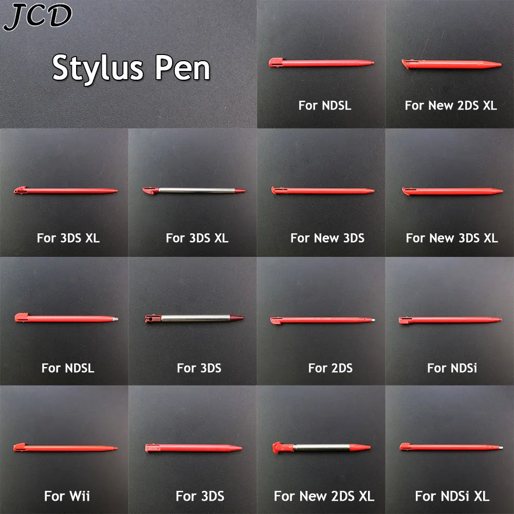 

JCD 1pcs Red Metal Telescopic Stylus Pen for 2DS 3DS New 2DS LL XL New 3DS XL Plastic Touch Pen For NDSL DS Lite NDSi XL NDS Wii