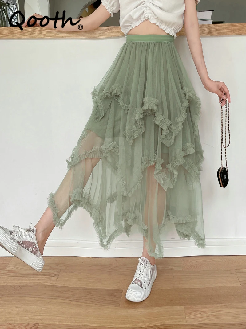 Qooth Women 10 Color Asymmetrical Tulle Ball Gown Skirt Elegant High Waist Fairy Mesh A-line Skirt For Spring Summer QT2126
Qooth Women 10 Color Asymmetrical Tulle Ball Gown Skirt Elegant High Waist Fairy Mesh A-line Skirt For Spring Summer QT2126