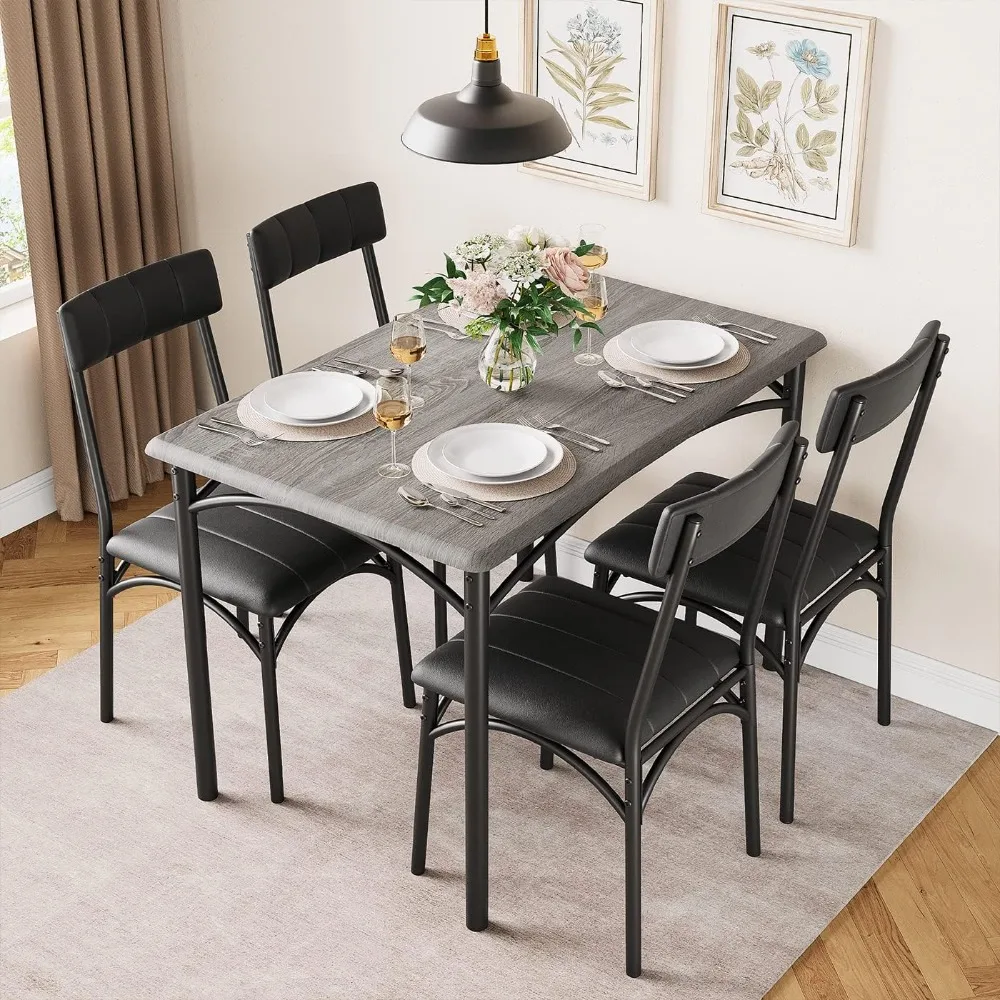 

Набор кухонных столов и стульев из 4 предметов, набор прямоугольных кухонных столов с 4 мягкими стульями, набор обеденных столов из 5 предметов