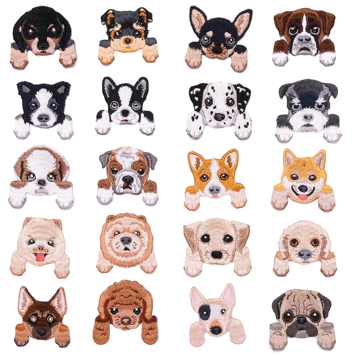 

20Pcs Cute Dog Iron On Embroidered Patches Clothing Appliques Assorted Mini dog Sew On for Bags Jeans Jackets patch Decorative