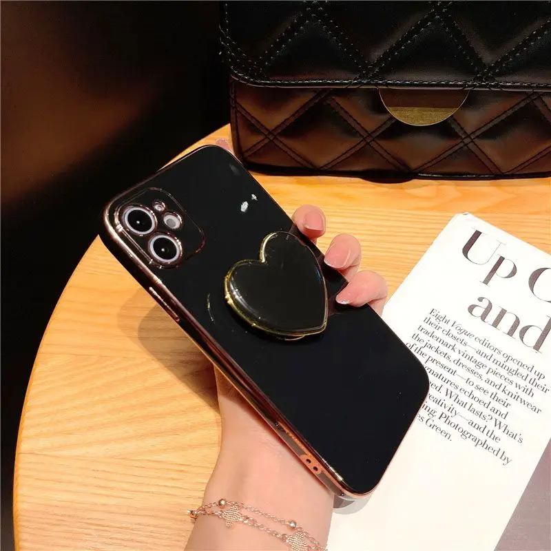 Luxury Love Heart Plating Silicone Case for iPhone