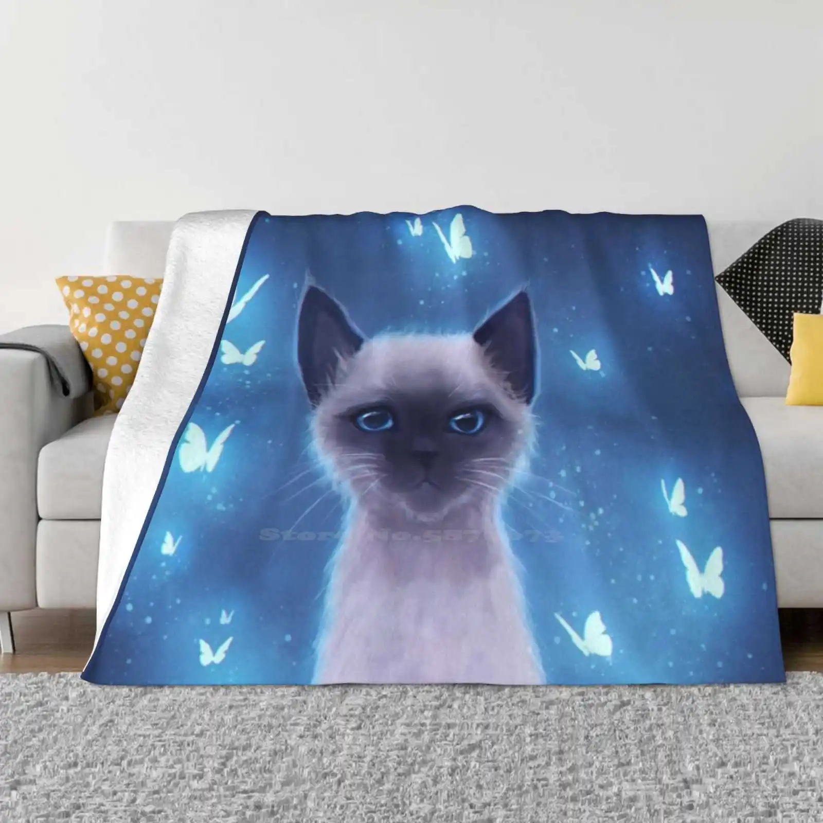 

Siamese Kitten New Arrival Fashion Leisure Warm Flannel Blanket Cat Cute Kawaii Adorable Kitten Kitty Magical Witchy Semi