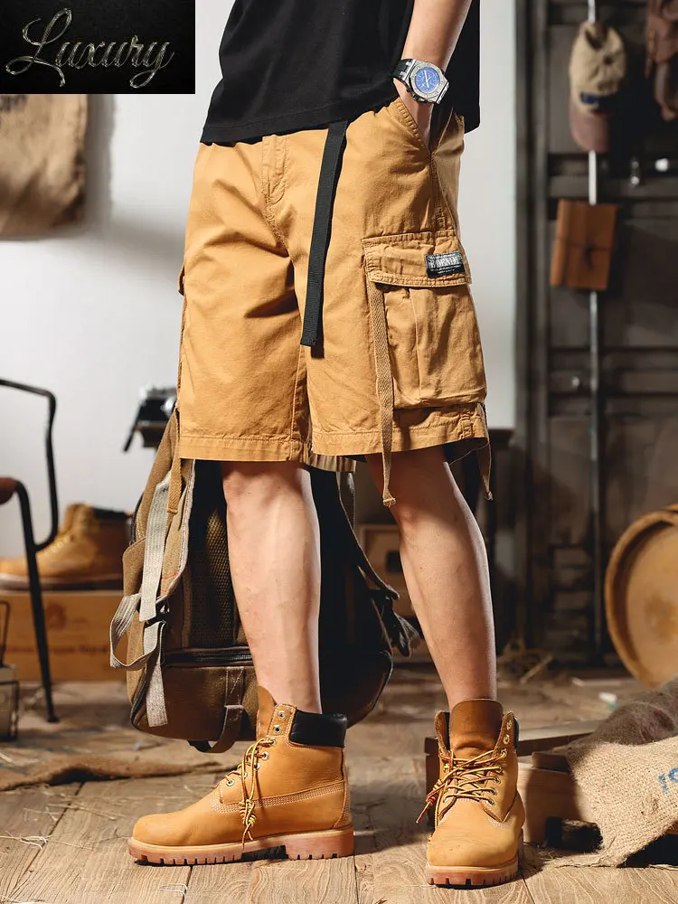 Summer Cargo Shorts Men Mult-Pockets Breathable Cotton Straight Baggy Bermuda Short Male Work Wear Casual With Belts
Summer Cargo Shorts Men Mult-Pockets Breathable Cotton Straight Baggy Bermuda Short Male Work Wear Casual With Belts