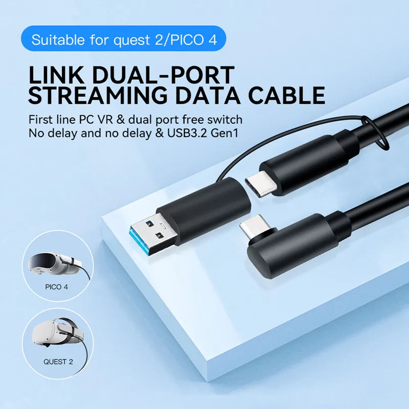 5 Гбит/с зарядный кабель USB3.2 Gen2 USB к Type-C VR линия передачи данных VR аксессуары для гарнитуры VR высокоскоростной кабель для Quest 2 / PICO 4
5 Гбит/с зарядный кабель USB3.2 Gen2 USB к Type-C VR линия передачи данных VR аксессуары для гарнитуры VR высокоскоростной кабель для Quest 2 / PICO 4