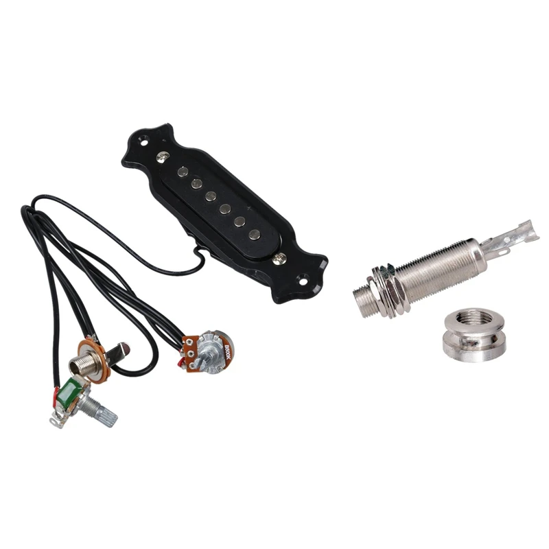 

1X Magnetic Acoustic Pickup For Guitar Black & A1347 1 Piece Guitar Bass End Pin Output Jack 1/4 Inch Mono Or Stereo