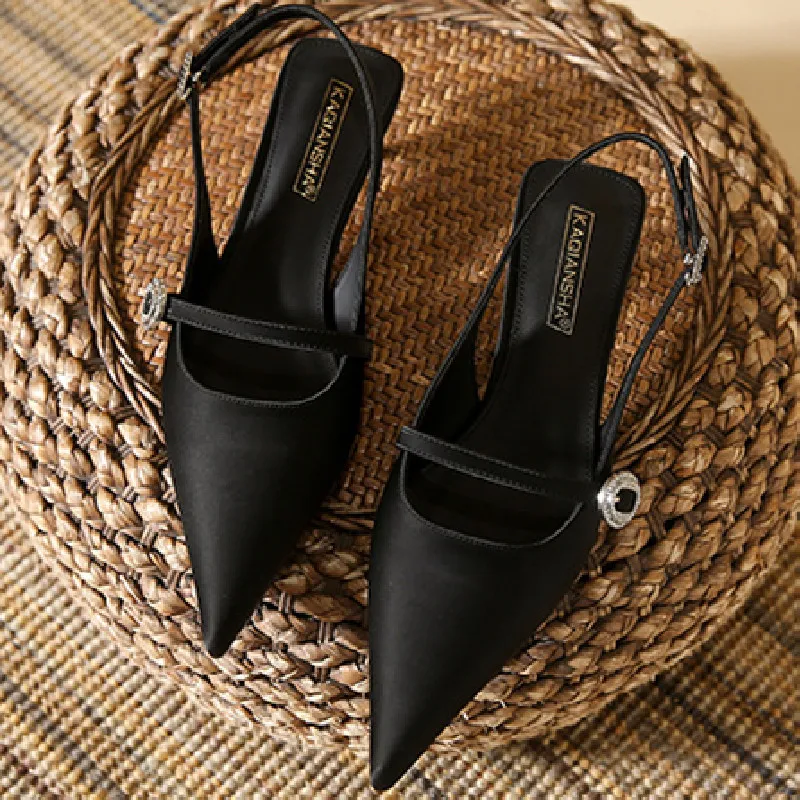 Luxury Rhinestone Buckle Women Sandals Fashion Pointed Toe Back Strap Slide Sandals Simple Comfortable Soft Leather Dress Shoes 25 Sc9232f7de98b4feba5b8377fd270a6d8i