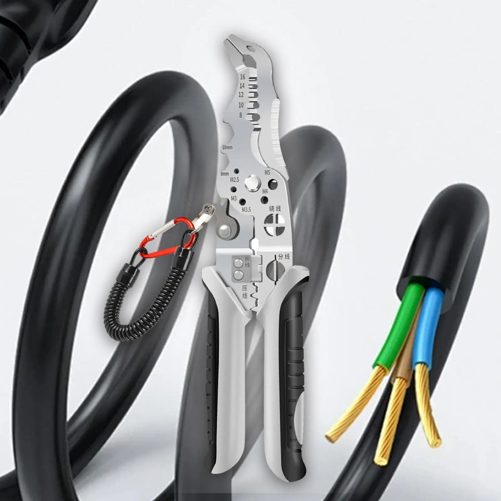 

Wire Stripper Tool Multifunctional Electricians Durable Wire Pliers for Wrench Crimping Wire Cutting Winding Accessories