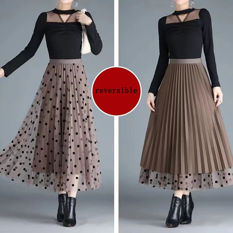 

Feminine, stylish, slim, mid-length floral knit dress, high-waisted, flocking, long gauze, Autumn/Winter, 2024