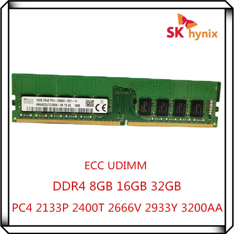

SK Hynix DDR4 8 ГБ 16 ГБ 32 ГБ 2133P 2400T 2666 в 2933Y 3200AA PC4 2Rx8 чистая ECC UDIMM оперативная память рабочей станции без буфера Серверная память