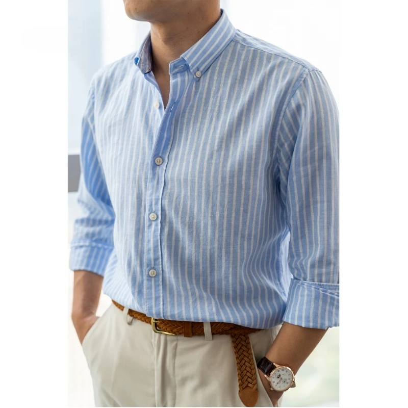 Men's Cotton Linen Blend Shirt, Long Sleeve, Casual, Elegant Blouses for Golf Wear, Business Clothing and Business, Top Quality
Men's Cotton Linen Blend Shirt, Long Sleeve, Casual, Elegant Blouses for Golf Wear, Business Clothing and Business, Top Quality