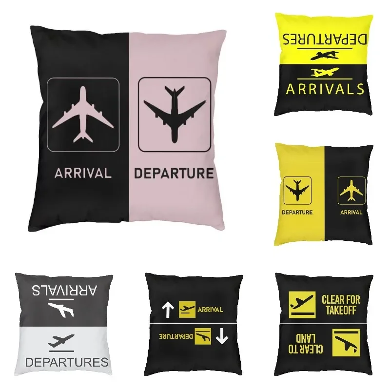 

Custom Plane Arrivals And Departures Pillow Case Decoration 3D Printing Aviation Aviator Airplane Cushion Cover for Sofa