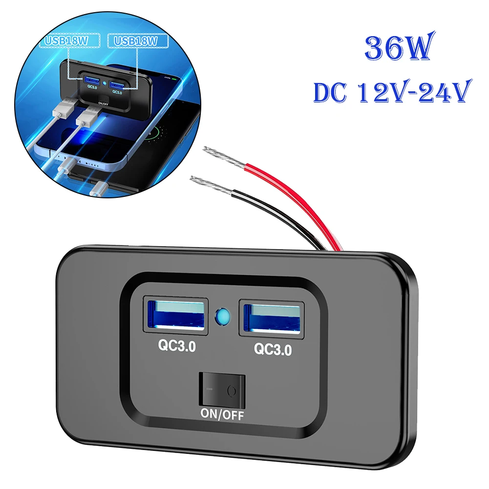 QC3.0 Car Charger Socket Quick Charge 12V/24V For Motorcycle Auto Truck ATV RV Bus Dual USB Power Adapter Outlet LED Light
QC3.0 Car Charger Socket Quick Charge 12V/24V For Motorcycle Auto Truck ATV RV Bus Dual USB Power Adapter Outlet LED Light
