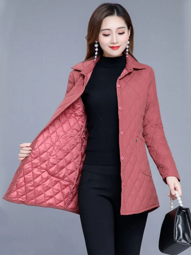 

Winter Jackets Quilted Coat Casual Parkas Korean Fashion Argyle Straight Female Cotton-padded Clothes New in Outerwears 2023