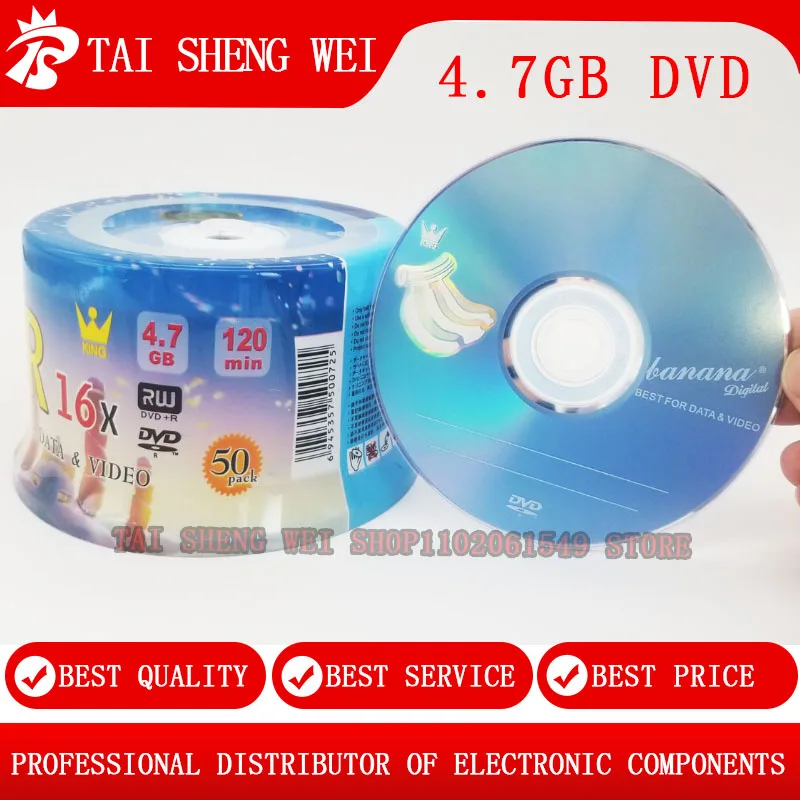 

50pcs DVD Drives Blank DVD+R CD Disk 4.7GB 16X Bluray Write Once Data Storage Empty DVD Discs Recordable Media Compact
