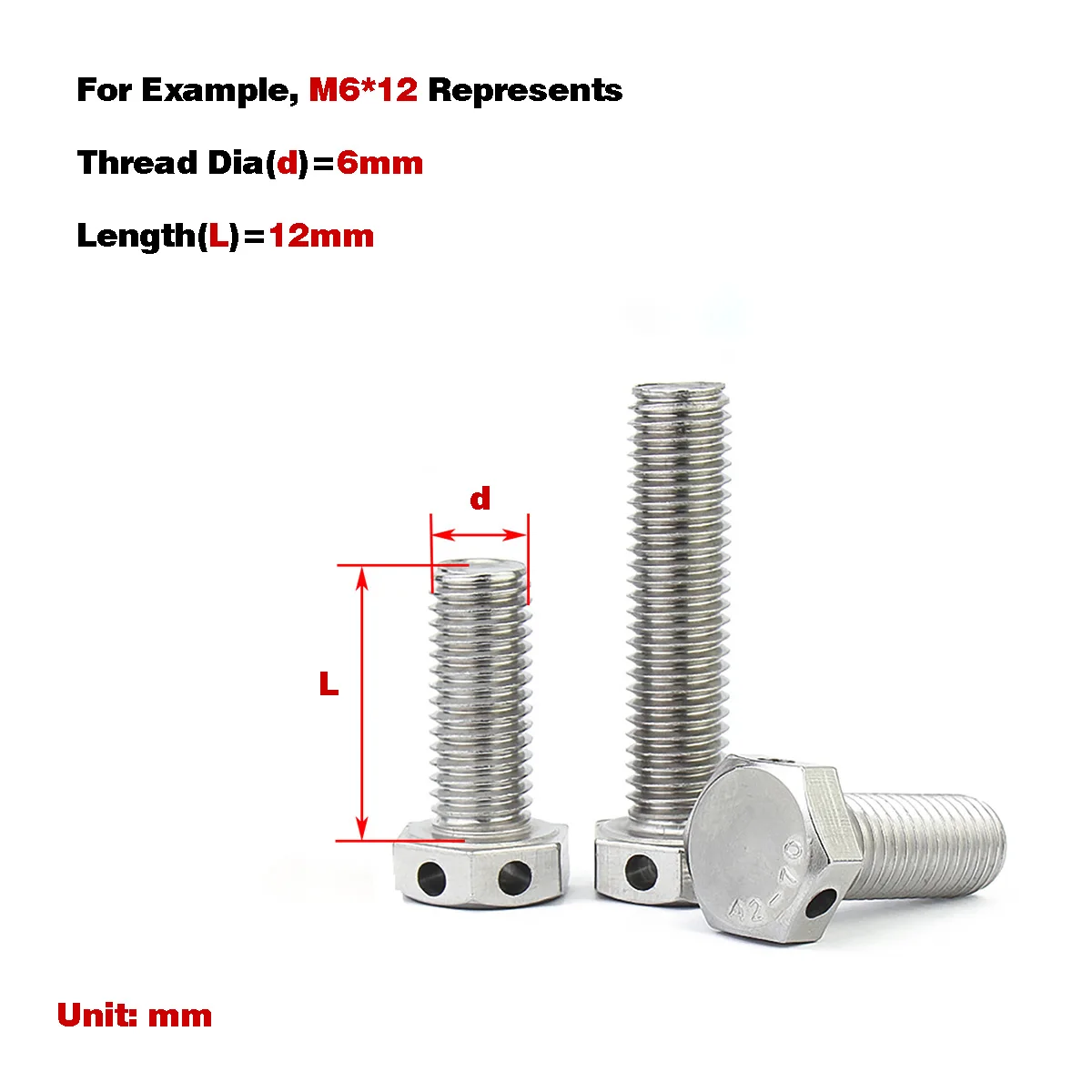 304 Stainless Steel Outer Hexagonal Bolt With Hole On The Head / Screw With Safety Hole M6-M16
304 Stainless Steel Outer Hexagonal Bolt With Hole On The Head / Screw With Safety Hole M6-M16