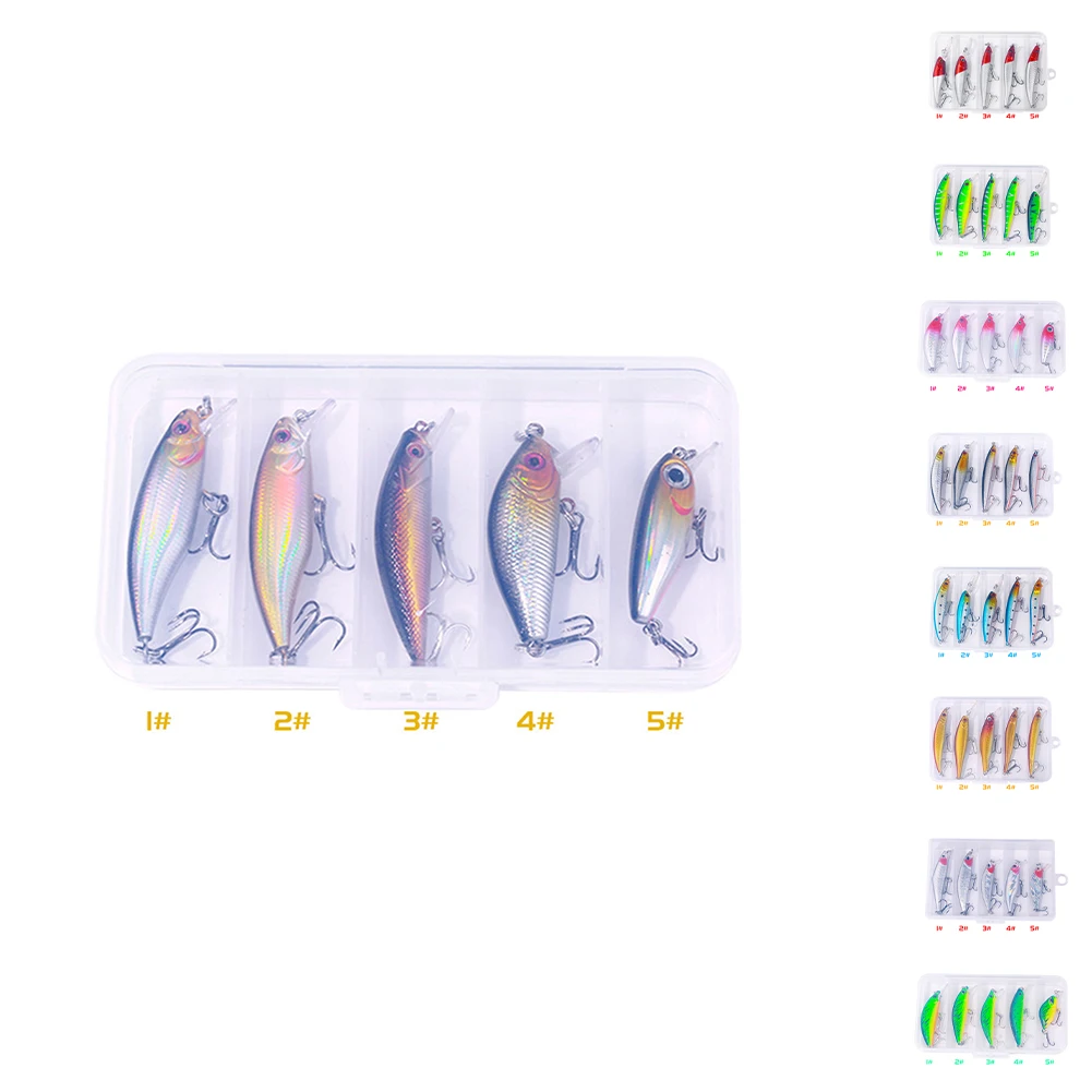 

Minnow Fishing Lures For Trout Musky Bluegill Fishing Plug Baits Crankbait For Ourdoor Freshwater Saltwater 5Pcs/kit