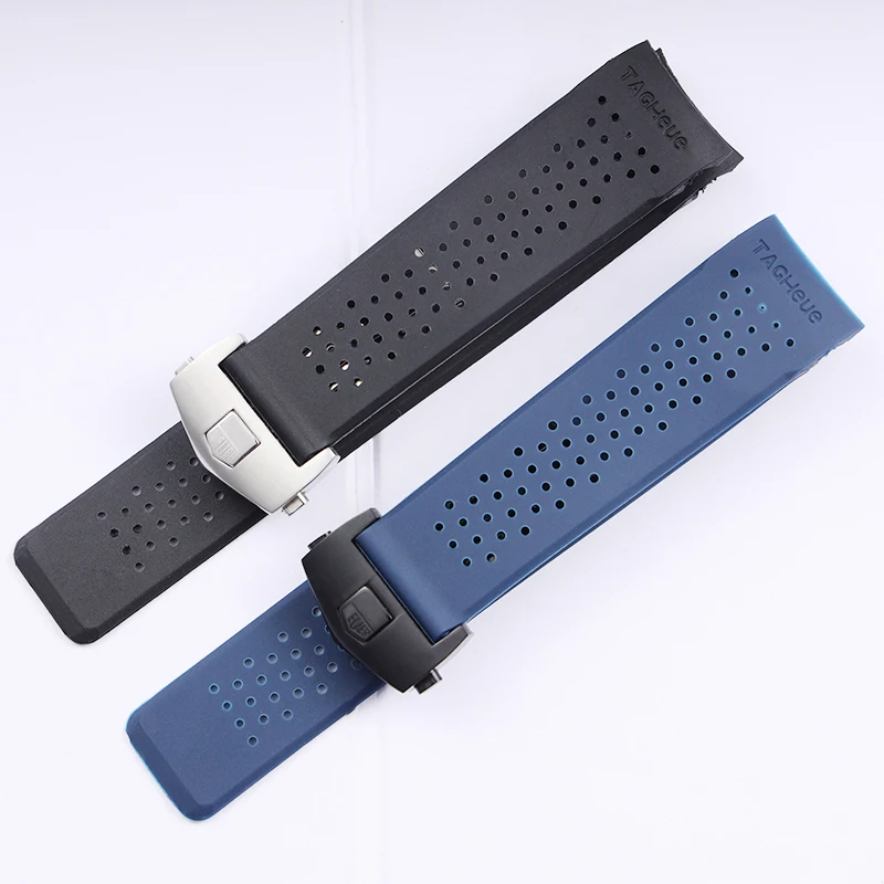 

Natural Rubber Watchband For TAG HEUER GRAND CARRERA wristband Waterproof Sport Strap Soft Silicone Watch Bracelet 22mm 24mm