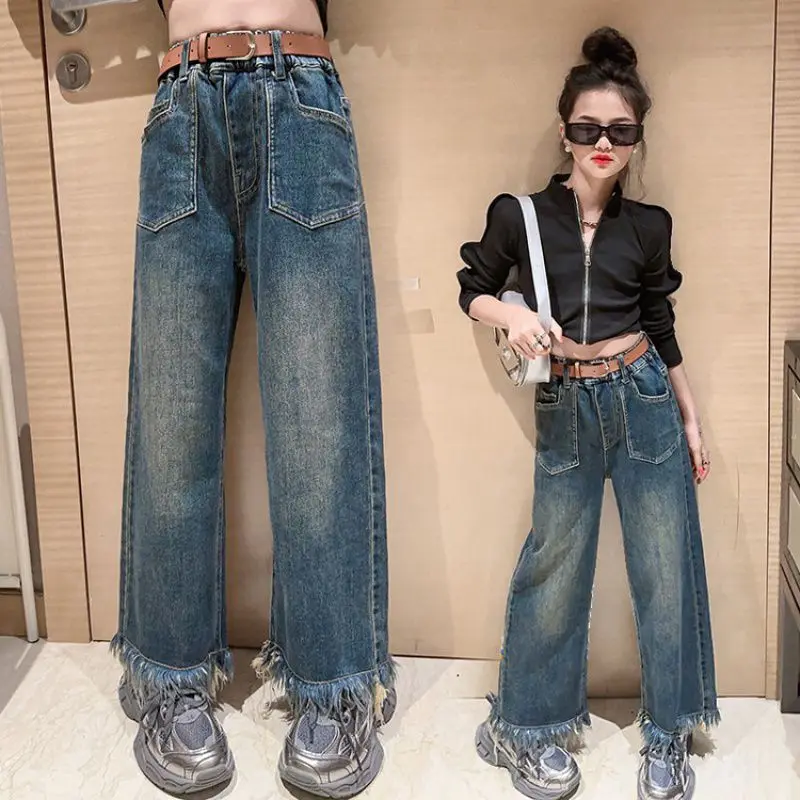 Girls' Jeans 2023 New Children's Spring Pants Kids Denim Trousers for Girls Fashion Loose Jeans Korean Version Casual Pants 4-14
Girls' Jeans 2023 New Children's Spring Pants Kids Denim Trousers for Girls Fashion Loose Jeans Korean Version Casual Pants 4-14