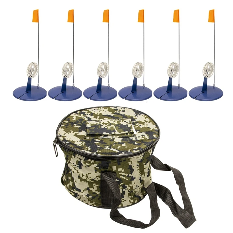 

Набор из 6 сумок для зимней уличной удочки, подледная рыбалка, зимняя рыбалка, автоматическая подставка для рыбалки, простая в использовании