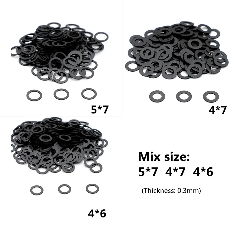 

500/1000pcs/Lot Black Graphite Gaskets For Screws Professional Hairdressing Scissors Accessories 3 Sizes Mix 5*7/4*6/4*7mm